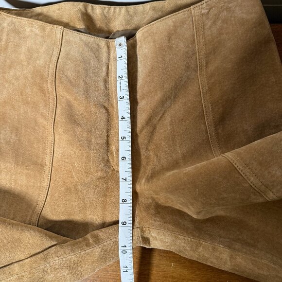 Maxima Wilsons Leather Suede Pants Wide Leg Bottom Camel/Carmel Color Sz 6 - Picture 11 of 12